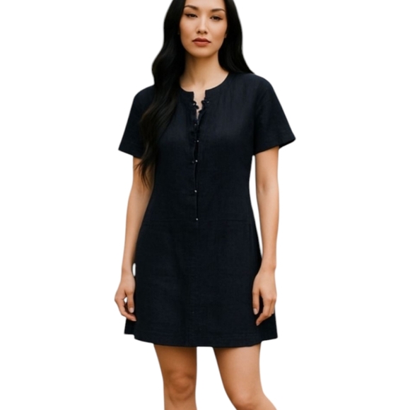 Kut From The Kloth lace up bodice textured cotton black  mini sheath dress sz S - Picture 1 of 10